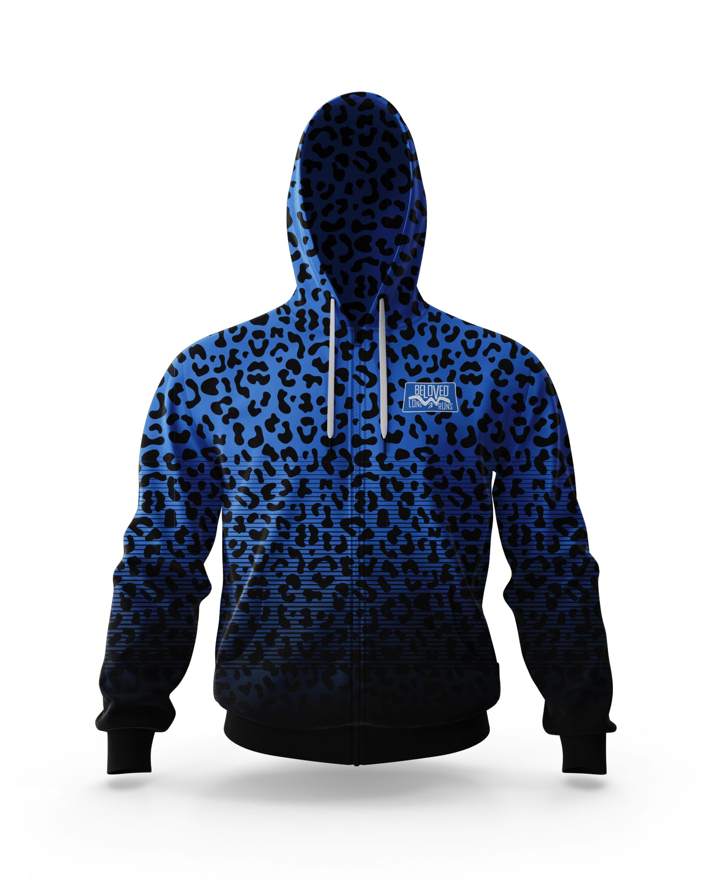 Women's Blue Leopard Full Zip Fleece