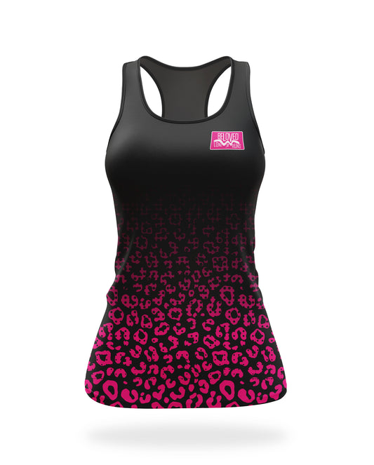 Women's Black Leopard Pink Fade Vest